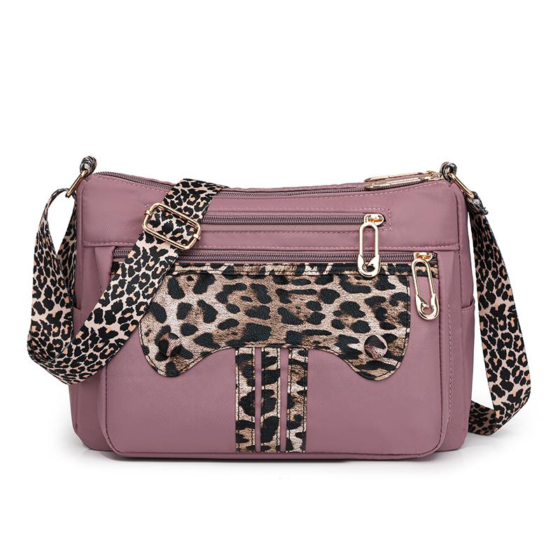 Nylon Women's Shoulder Bag Leopard Print Crossbody Bag