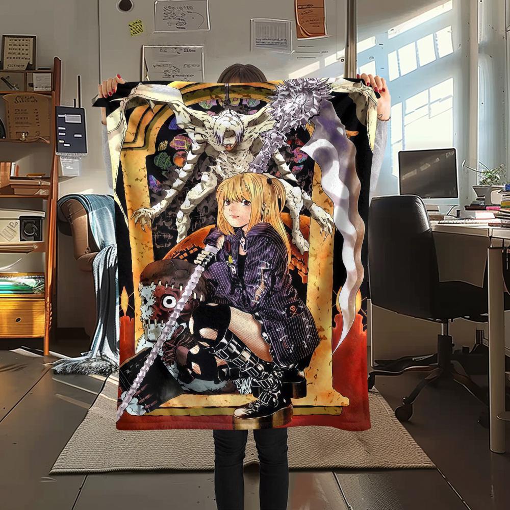 1Pc Death Note Anime Print Flannel Blanket High Quality Warm Comfortable Cover for All Seasons Perfect for Gifts Home Decor