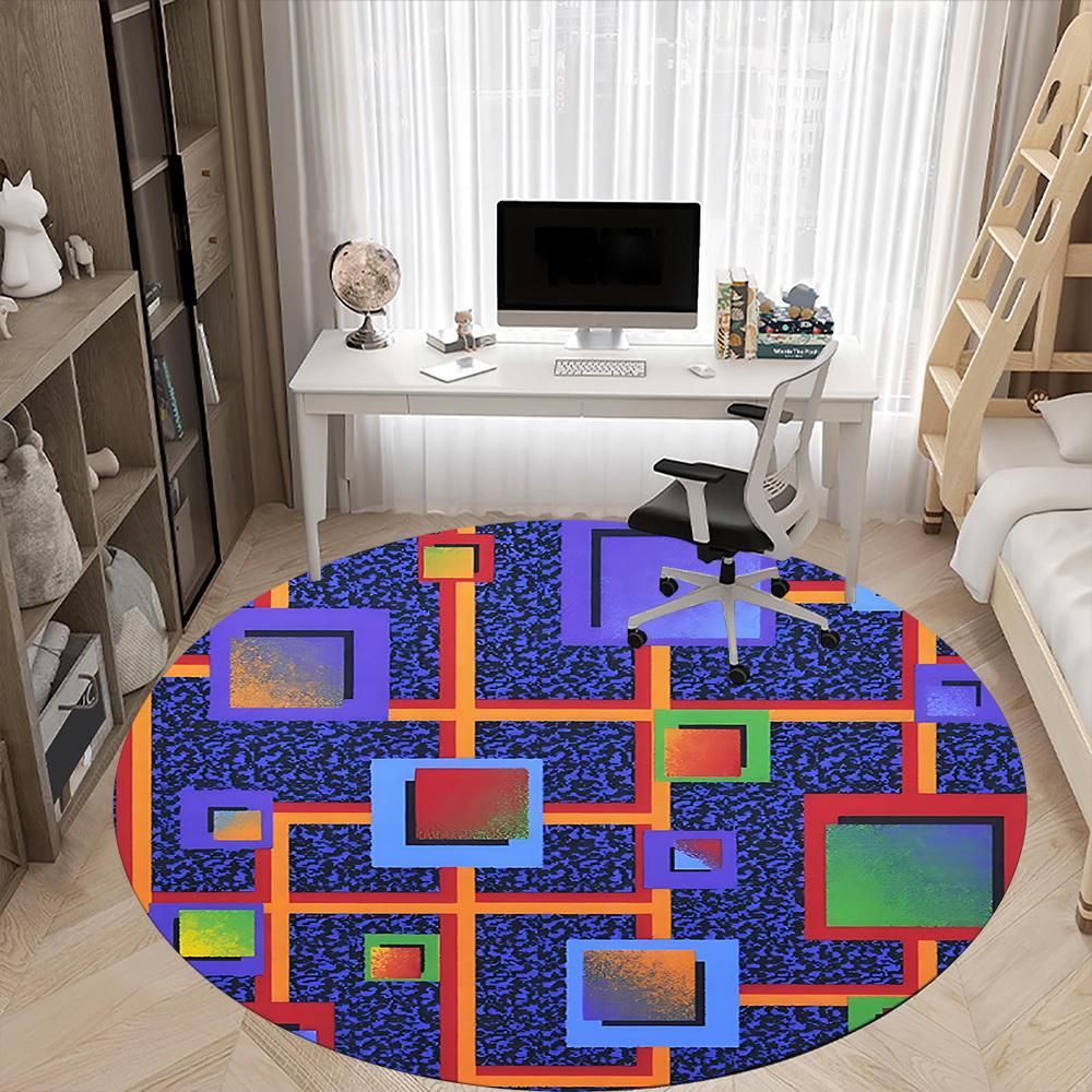 1pc Abstract Geometry Chair Carpet for Office, Non slip, Soft and Durable Office Rug