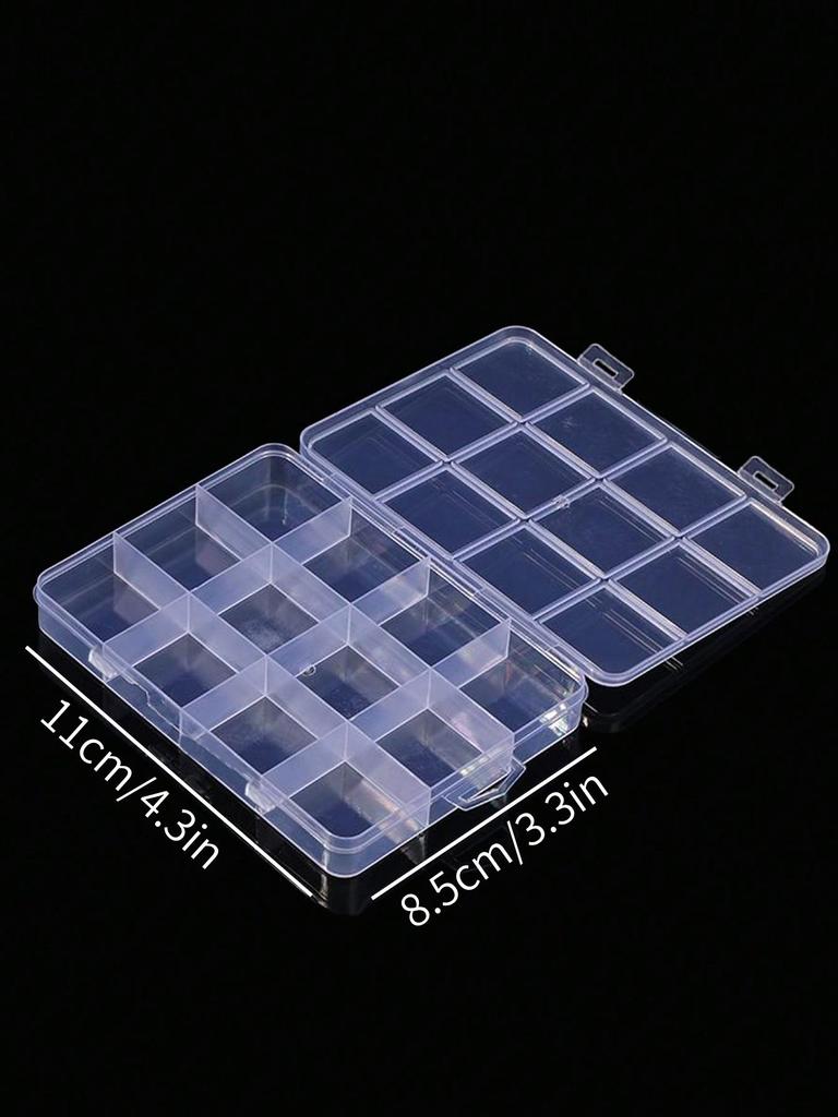 1pc Empty Clear Plastic Organizer Box 6/7/12/24Grids Plastic Box Y2K Nail Art Rhnestone Storage /Container Tool