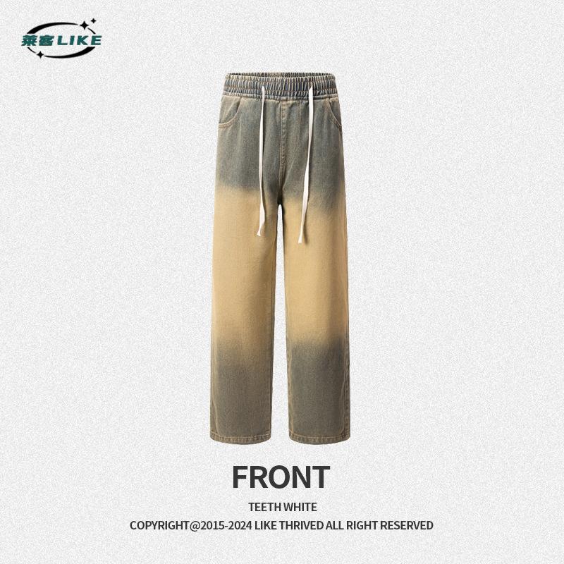 Four Season New American Style Vertical Denim Straight Tube Trend Retro High-End Feeling High Men'S Jeans