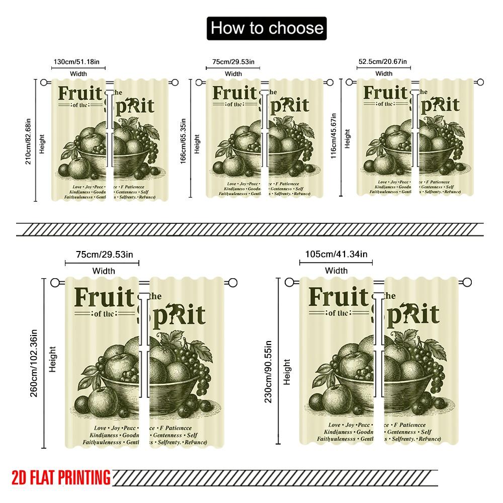 2pcs 2D Flat Printing Drapes Fruit of the Spirit Love Joy Peace Polyester Fabric Without Electricity Birthday Party Use for