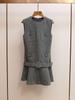 SP Family Grey Waist-Cinched Ruffled Vest Dress - Autumn/Winter Collection