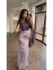 Luxury Spring 2025 Long Sleeve Silky Flowing Slim Fit Dress for Women
