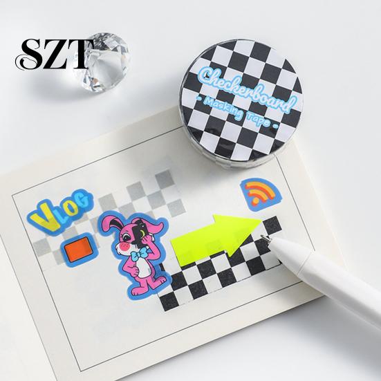 Scrapbooking 1 Rulou Bandă Washi Lipicios Adeziv Imprimare Clară Demontabil Mascare Rezistent la Decolorare Model Șah Hârtie pentru Copii Colorat
