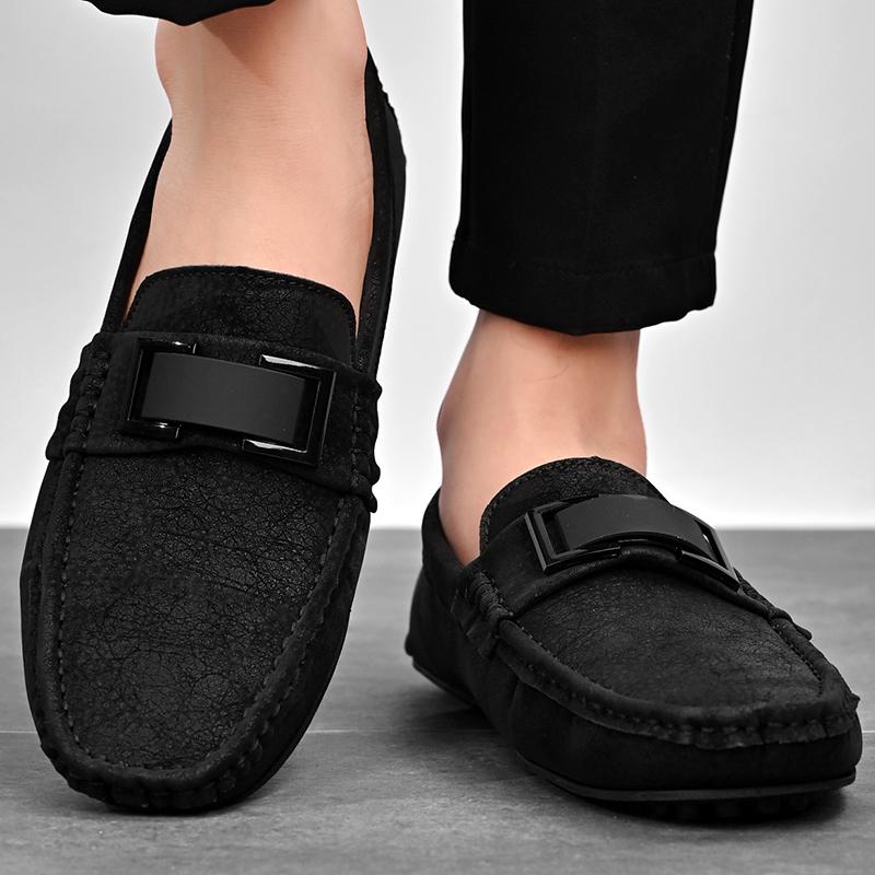 Brand Genuine Leather Men Casual Shoe Luxury Mens Loafers Moccasins Breathable Slip On Versatile Design Driving Shoes Summer