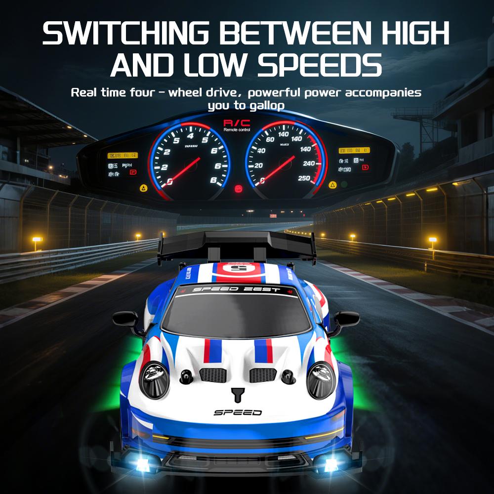 2026 Portable 2.4G Wireless 4-wheel Drive Drift RC Car 1:24 Scale with Cool Lights Stepless Speed Kids Remote Control Vehicle Christmas Birthday Gifts
