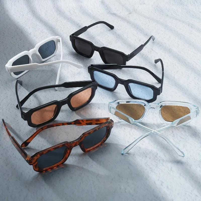 6 Piece Set of Men's Fashionable Square Glasses Retro Wide Brimmed Glasses Are Perfect for Daily Wear Music Festival Gifts