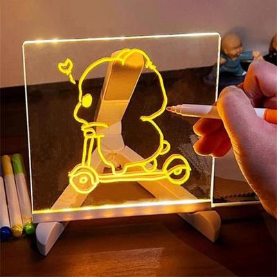 LED Note Board with Colors Light-Up Message Board Acrylic Dry Erase Board with Light