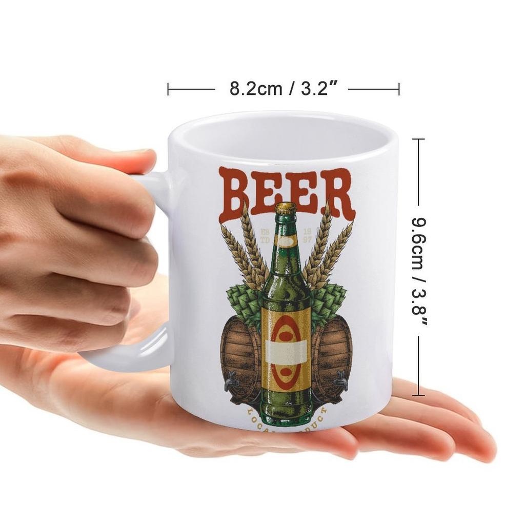 1pc 11oz Double-Sided Printed Mug for Beer Fans, Clean and Durable Ceramic, Fun Daily Gift for Friends