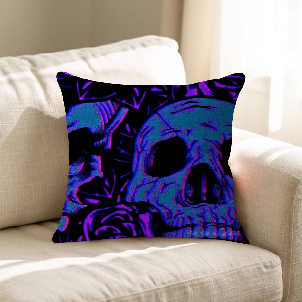 Artistic Skeleton Girl Maple Design Cushion Cover Happy Autumn Harvest Decor Holiday Decorati Pillow Cover