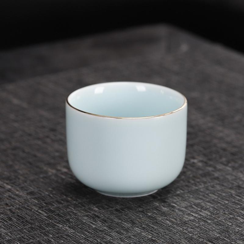 Celadon Glaze Ceramic Tea Cup Straight Cylinder Master Bowl Japanese Minimalist Style Gongfu Tea Ware for Home Use