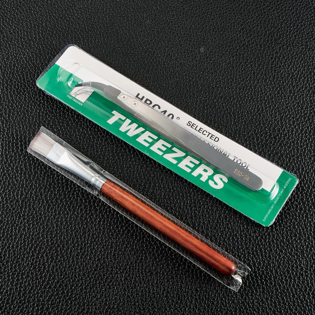 New High Precision Forceps Stainless Steel Curved Tweezer Watch Cleaning Brush Movement Small Part Cleaning Pen Maintenance Tool