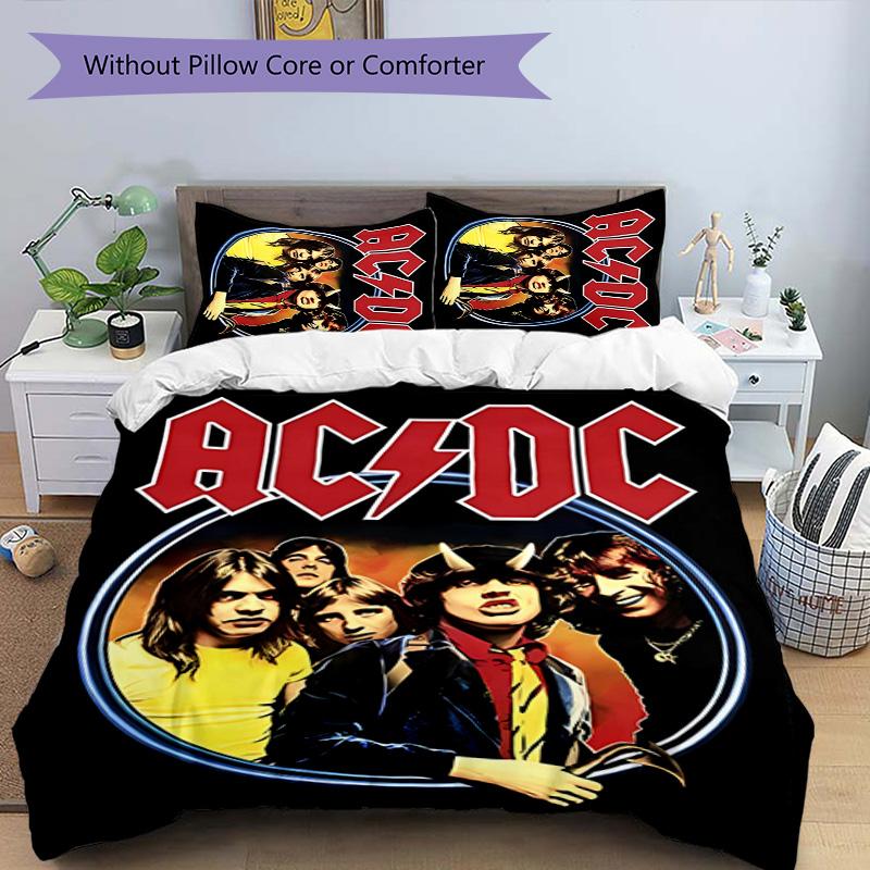 3pcs ACDC3 pattern bedding set duvet cover set includes duvet cover &pillowcases, perfect all season bedroom decoration & gift