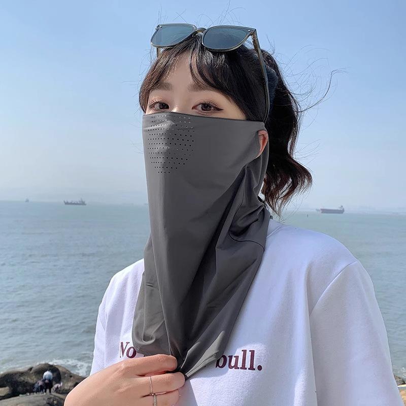 Ice Silk Sunscreen Mask, Female Full Face Uv Protection, Breathable Sunshade, Cycling Neck Protection, Driving Face, Kini Mask