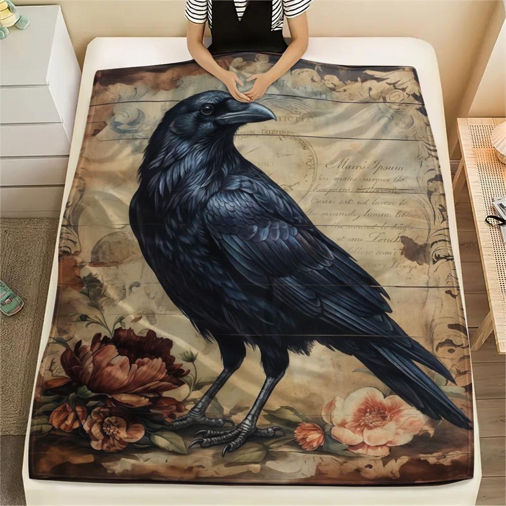1PC Retro Floral Animal Print Flannel Blanket, High Quality All Seasons, Home Decor, Warmth and Comfort, Perfect for Christmas Gifts
