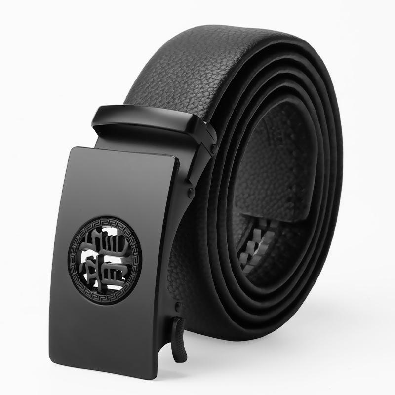 Men's Belt Genuine Leather Belt Young Man's Automatic Buckle Leather Belt Business Casual Belt Men