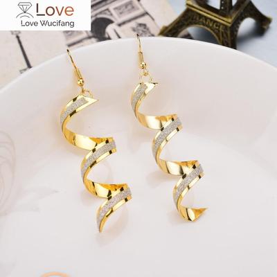 Punk Women Twist Spiral Dangle Σκουλαρίκια γοητείας Κοσμήματα Δώρο για την Ημέρα του Αγίου Βαλεντίνου Χρυσά Μαύρα Ανοξείδωτα Μακριά Περίεργα Σκουλαρίκια