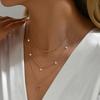 Simple and Fashionable Rhinestone Water Drop Shiny Cross Pendant Necklace Versatile Temperament Multi-layer Stacked Chain Necklace Women