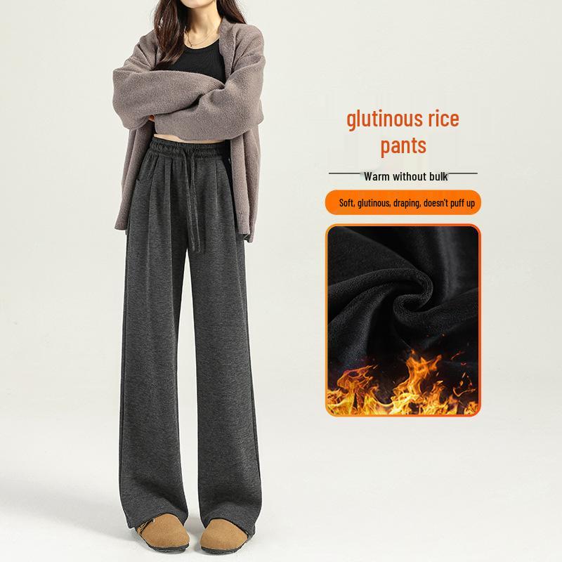 Autumn/Winter 2025 High-Waist Fluffy Drape Wide-Leg Pants for Women