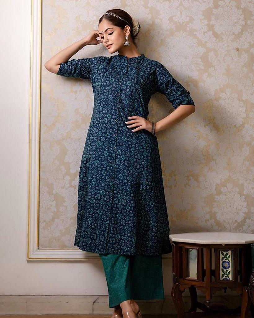 Indisches Designer Top Tunika Kurti Salwar Anzug Partykleidung Bollywood Baumwolle Palazzo Kurta Set