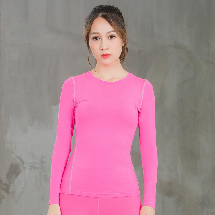 Women's Tight-Fitting Sports Fitness Yoga T-Shirt Moisture Wicking Long-Sleeved Clothes
