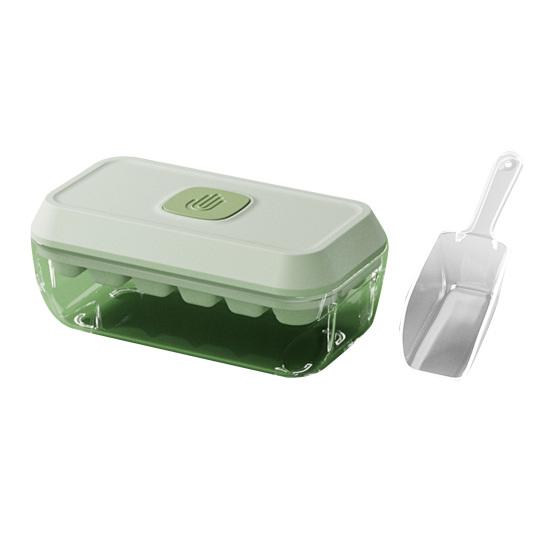 

Лоток для льда с крышкой и контейнером, кнопка открытия, форма для льда для морозильника, без BPA, для приготовления кубиков льда для напитков S зелёный