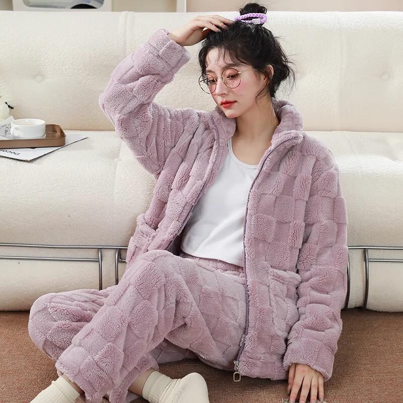 Langsha Women's Winter Coral Fleece Loungewear Set