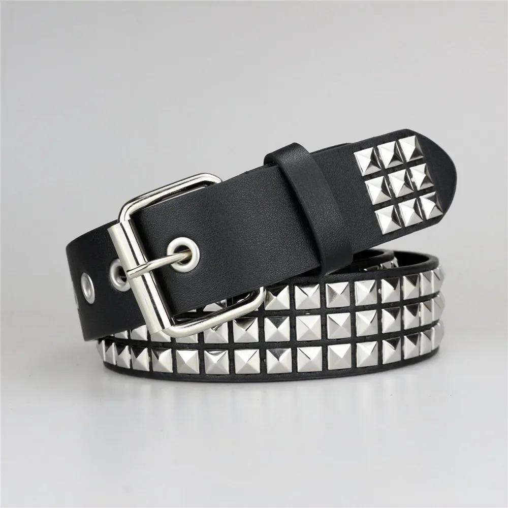 2025 New Square Bead Rivet Belt Metal Pyramid Belt Men And Women Punk Hardware Jeans Belt Designer Belt Woman Belts