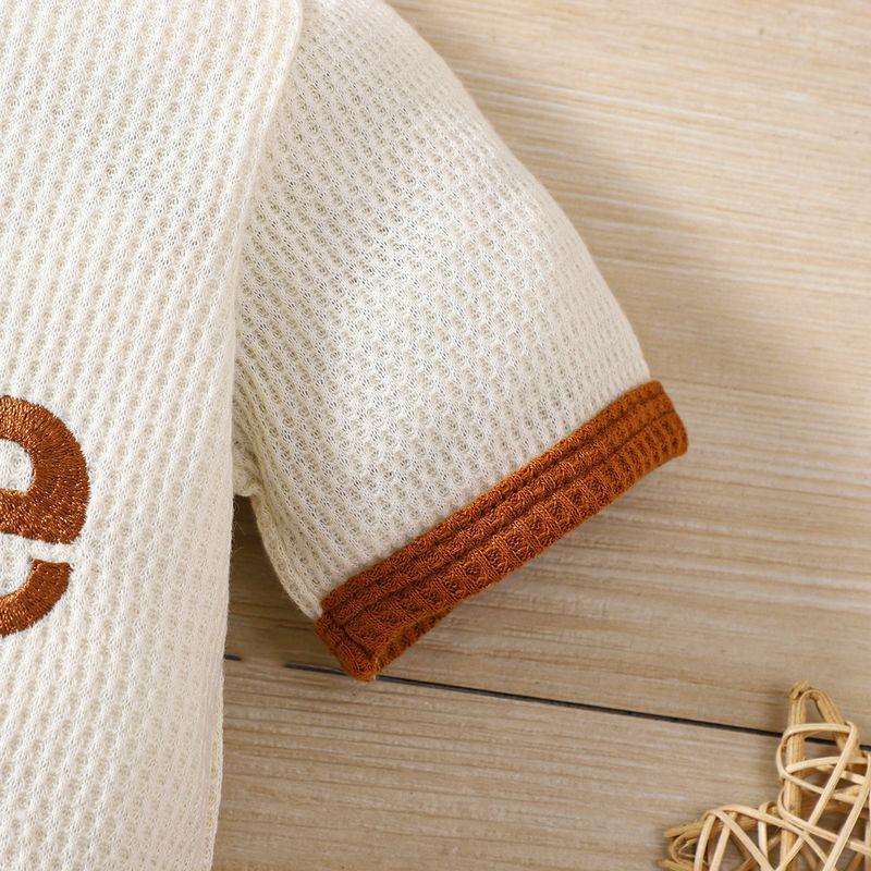 Export Ins Baby Boy Summer Letter Embroider Short Sleeve Adjustable One-Piece Romper Cute Hat