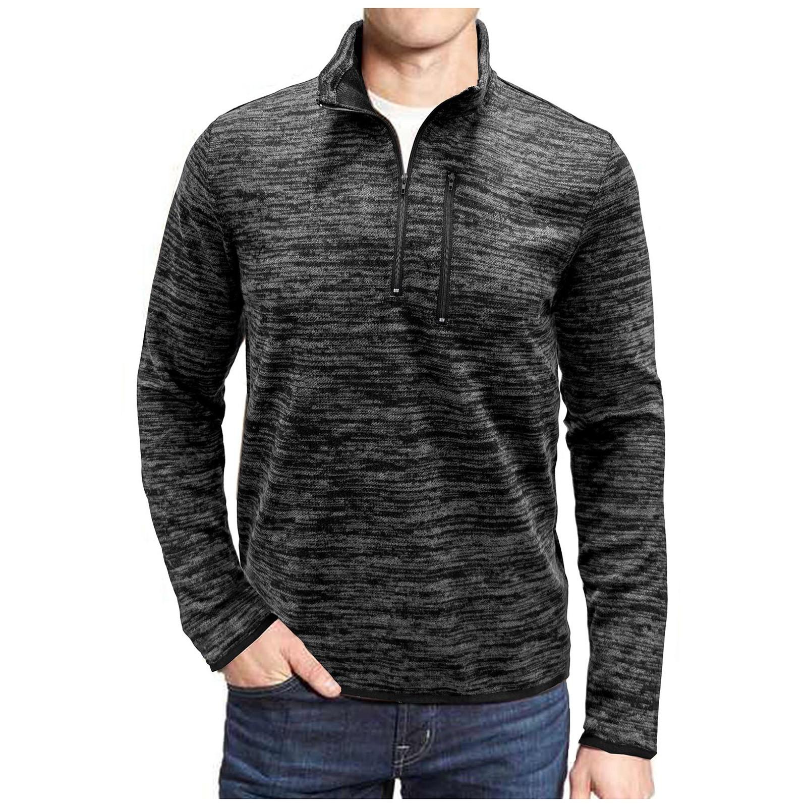 

И зимняя новая мужская футболка с высоким воротником, иностранная торговля, длинный рукав, 1/4 молния, уличная рубашка S чёрный