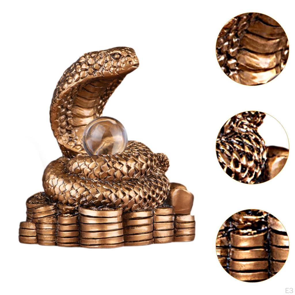 Statua Anno del Serpente Pezzo d'Arte da Collezione Feng Shui per Esposizione da Ufficio