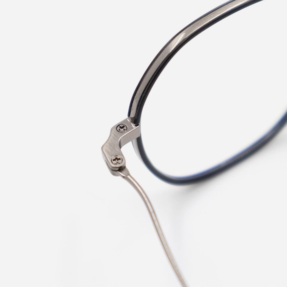 Alloaiweeo [Nose Saddle] Al8205 1811M Nose Saddle Titanium Octagon Black/Silver Eyeglass Frames