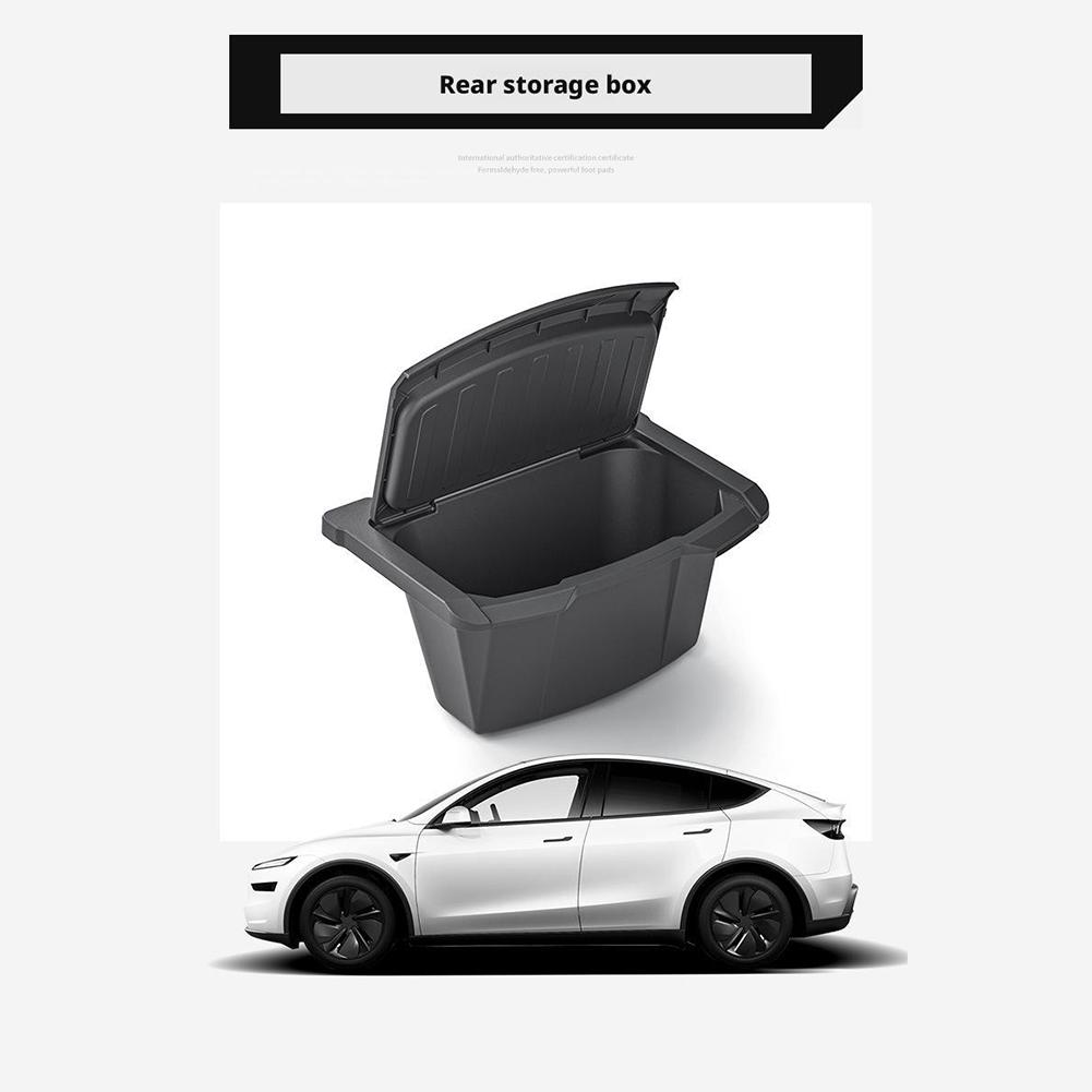 Für Tesla Model Y Juniper Launch 2025 Hinteres Ablagefach Aufbewahrungsbox ABS Langlebig Boden Organizer Koffer Mülleimer Organizer Zubehör