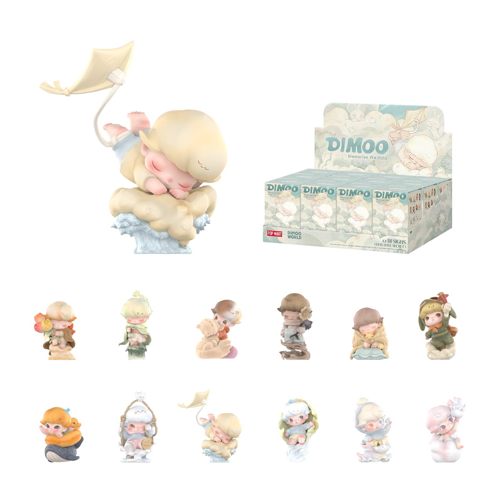 

POP MART DIMOO Memories We Hold Series [Assorted Box of 12] Pop Mart Gachapon Blind Box Figures, Plastic Models, Premium Toys, Soft Vinyl, Original Ch