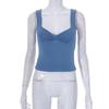 Y2K Europese en Amerikaanse zomer effen kleur vierkante hals Sling gevouwen open rug tanktop T-shirt voor dames