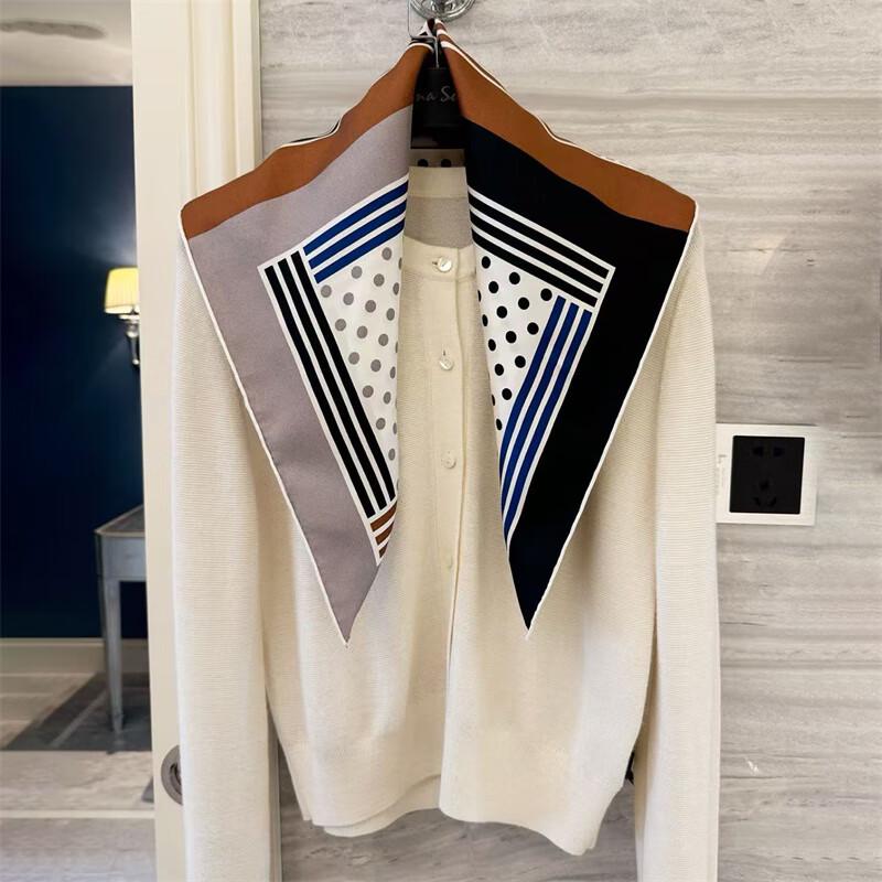 NINA SOLOR Polka Dot Silk Twill Scarf