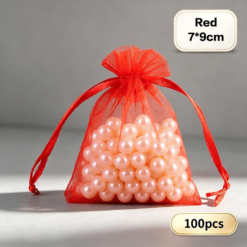 100 stk Bryllup Julegaveposer Organza Gavepose Snoreposer Til Slik Smykker Pose Pakning
