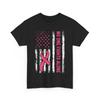 No One Fights Breast Cancer Alone American Flag Pink Ribbon T-Shirt