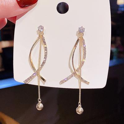 Fashion Luxury Women's Earrings Rhinestone Hanging Zircon Drop Earrings For Women Shiny Wedding Statement Party Jewelry