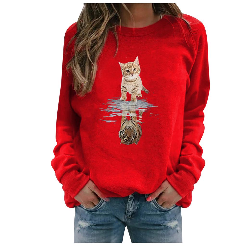Winter Womens Casual Tops Ladies Print Sweatshirt Blouse Tee Sweater