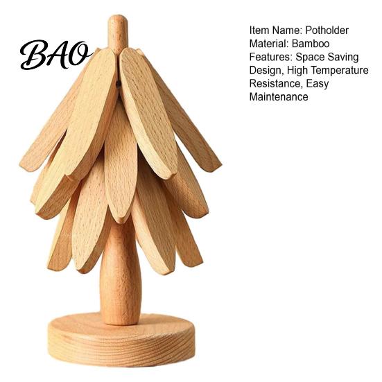 Folding Wooden Potholder Collapsible Trivets for Hot Dishes, Christmas Tree Shaped Pot Mat Table, Wood Heat Resistant Trivet Kitchen Holder