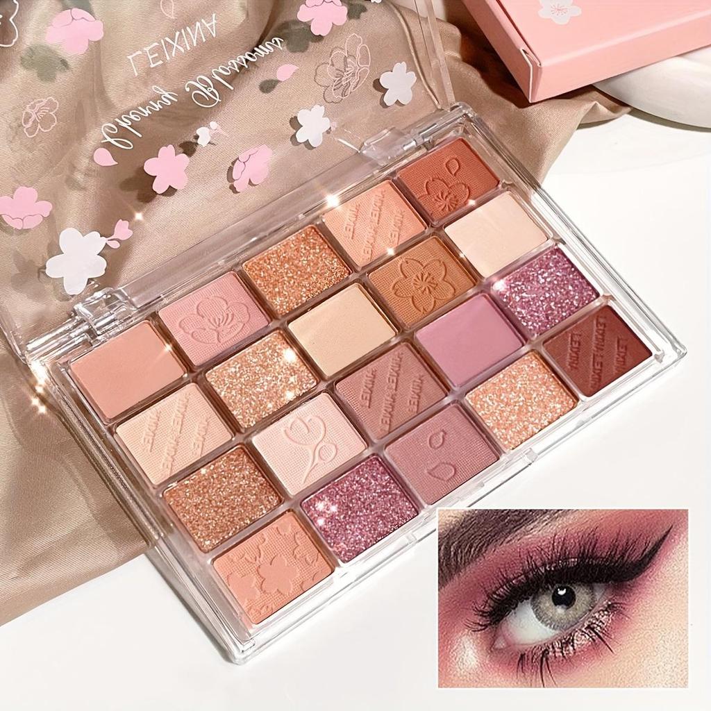 Palette di ombretti Cherry Blossom da 20 colori, ombretti perlati opachi altamente pigmentati, stampati carini, impermeabili, anti-sudore, trucco quotidiano per gli occhi, regalo per le donne