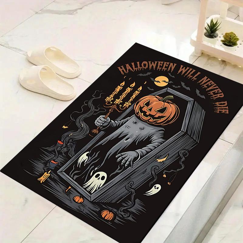 1Pc Halloween Horror Icons Rug, Office Carpet Indoor Outdoor Doormat, Non-Slip, Comfortable, Living, Christmas Halloween, Xmas Gift G1232