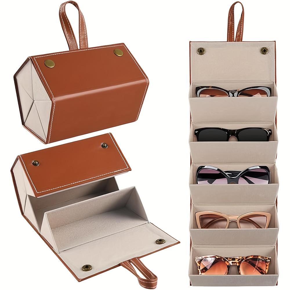 1Pc Sunglasses Storage Box Multifunctional 5-Slot Glasses Case Creative High-End PU Leather Glasses Case коричневый
