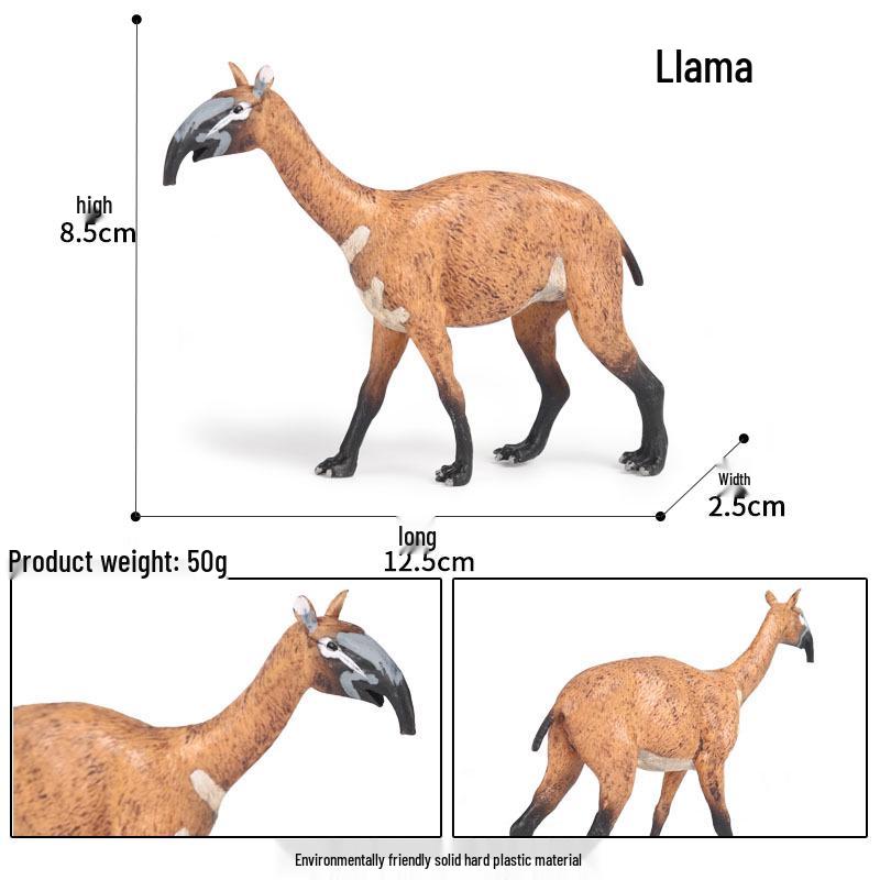 Children s Dinosaur & Animal Model Toy Set: Llama, Struthiomimus, Postosuchus Figures