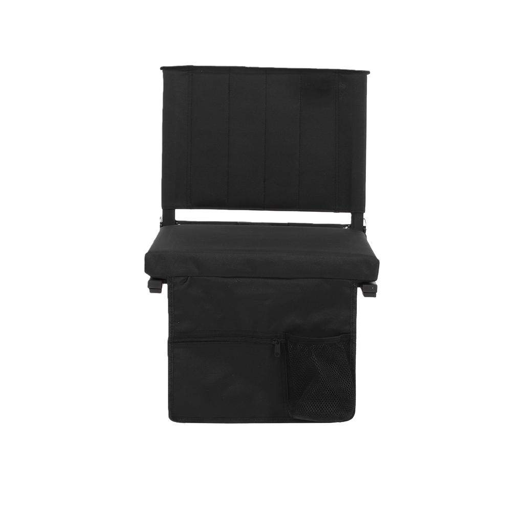 Stadium Seats with Back Support Portable Bleacher with Foam Padded Cushion and Handle Storage Pockets Black