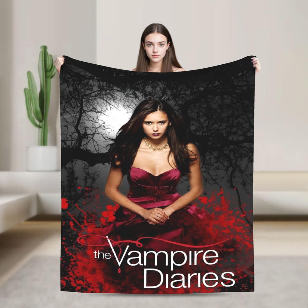 Damon Salvatore Blankets The Vampire Diaries Plush Funny Breathable Throw Blankets for Home Autumn/Winter