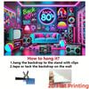 2D Retro 80s Living Room Backdrop for 80s Party & Studio Decoration