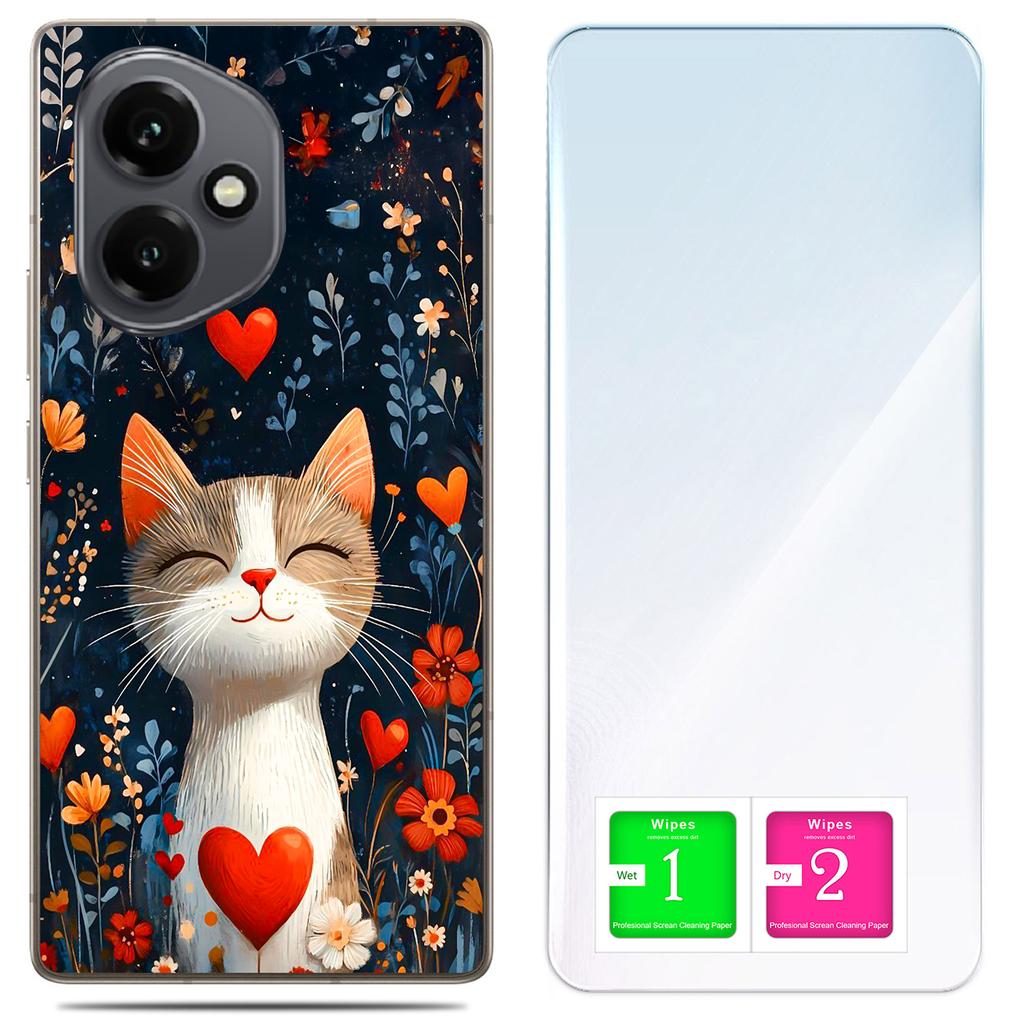 Etui Do Honor X7D / 400 Smart Obudowa Foto Case Plecki Kotek + Szkło 9H